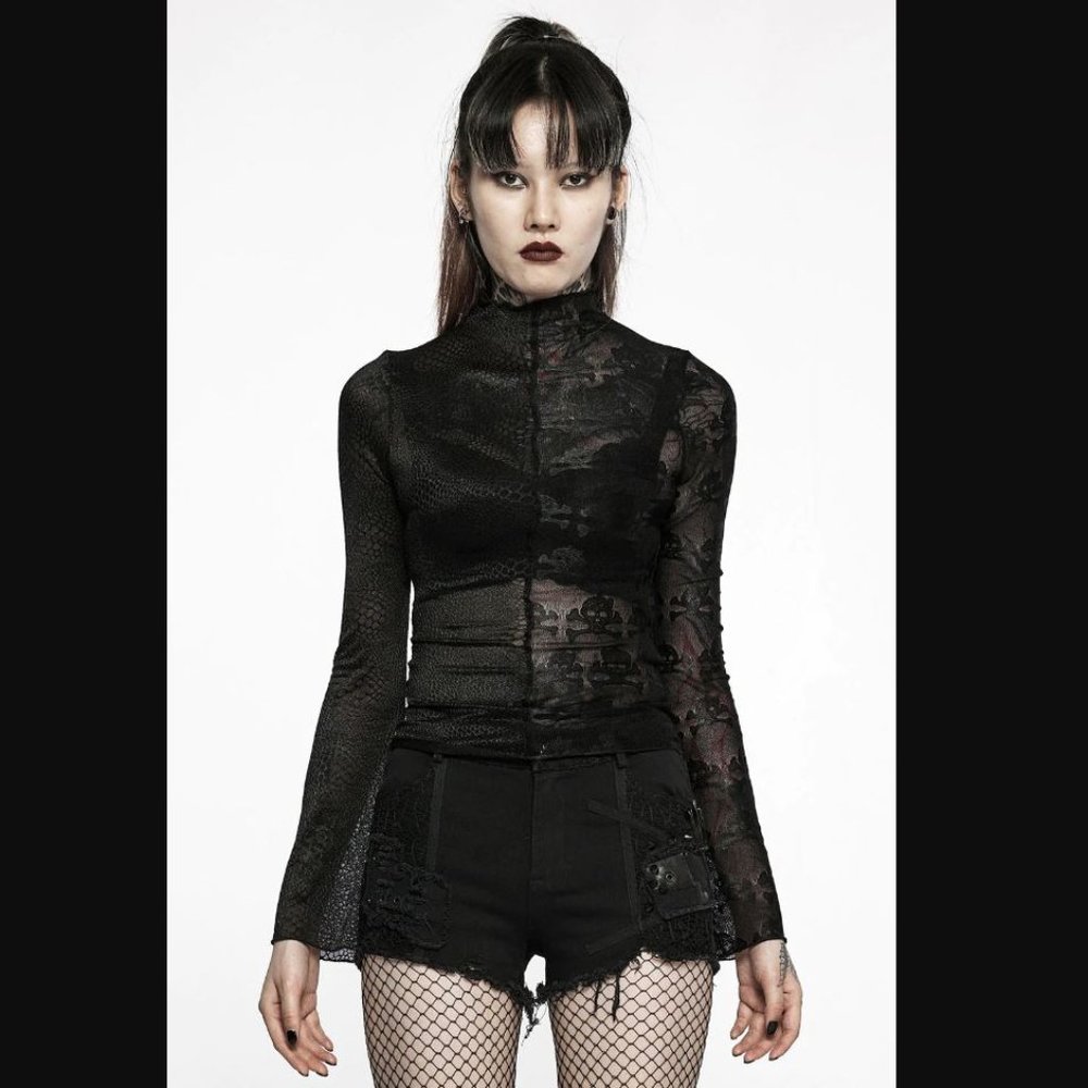 NWOT Mismatched Goth Mesh Top